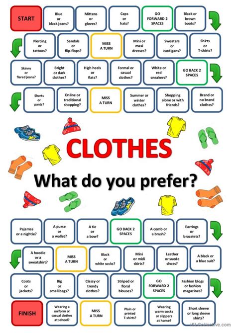 Clothes Board Game Board Game English Esl Worksheets Pdf And Doc
