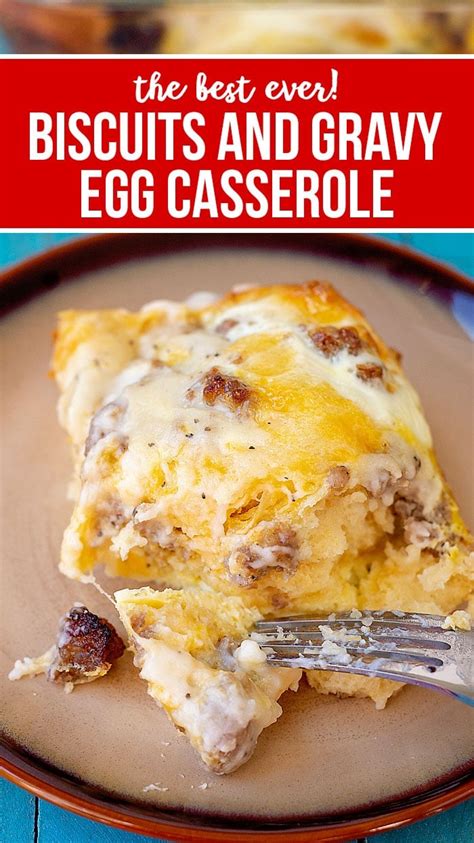 Breakfast Casserole With Biscuits And Gravy With Sausage And Eggs By