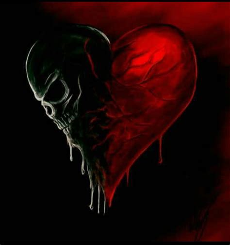 Red Heart With Skull Arte Horror Horror Art Skulls Drawing Art