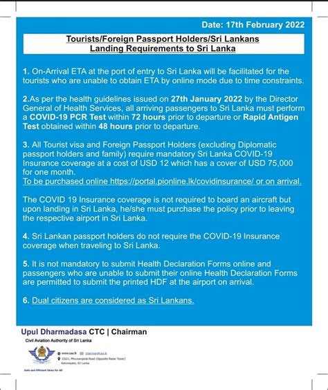 New Requirements For Travellers Arriving In Sri Lanka Newswire