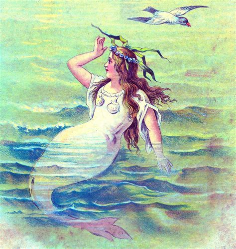 Vintage Clip Art Beautiful Mermaid The Graphics Fairy