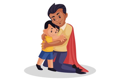 Best Premium Super Dad Is Hugging His Son Illustration Download In Png