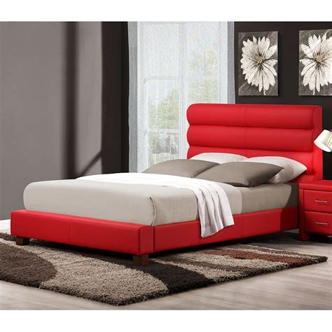 Aven Upholstered Bed Red Homelegance Furniture Cart
