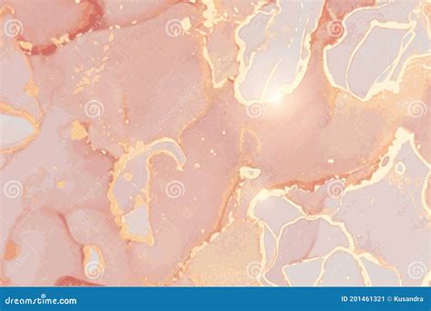 Rose Peach And Gold Marble Texture Abstract Vector Background Stock