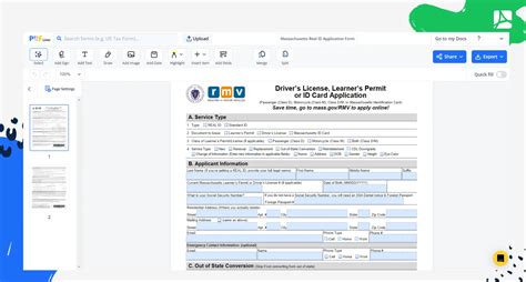 Massachusetts Real Id Application Form Blank Sign Online — Pdfliner