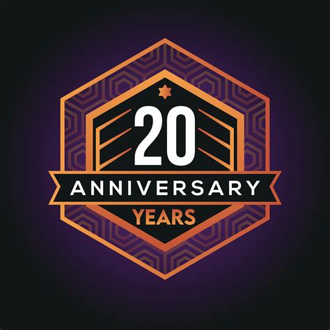 20th Year Anniversary Celebration Abstract Logo Design On Vantage Black