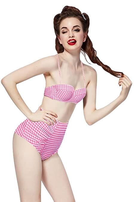 Ninimour Retro 50s Pinup Rockabilly Vintage High Waist Bikini Swimwear