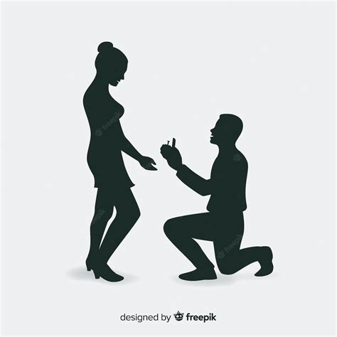 Free Vector Marriage Proposal Composition With Silhouette Style