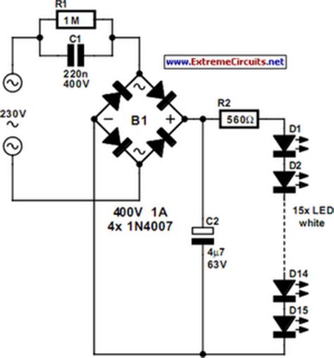 Led based reading lamp | detailed circuit diagram available led based reading lamp. Mains Powered White LED Lamp Circuit Diagram