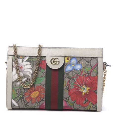 Gucci Gg Supreme Monogram Flora Web Small Ophidia Chain Shoulder Bag