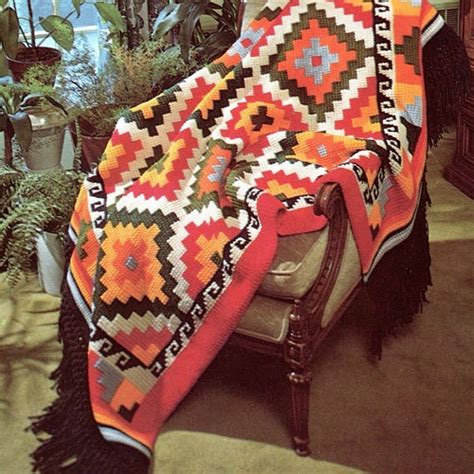 Indian Afghan Navajo Southwest Crochet Pattern Pdf Instant Etsy