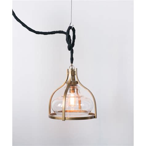 Glass And Metal Pendant Light With Black Jute Cord By Creative Co Op