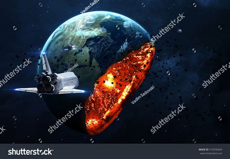 Apocalyptic Background Planet Earth Exploding Armageddon Foto Stok Shutterstock