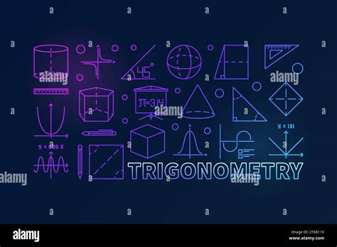 Trigonometry And Math Colorful Illustration Or Banner In Line Style On