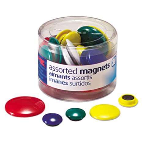 Officemate 92500 Assorted Plastic Circle Magnets 30pack