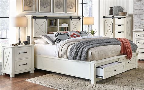Sun Valley White King Bookcase Storage Bed 1stopbedrooms