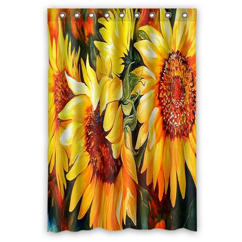Zkgk Sunflowers Waterproof Shower Curtain Bathroom Decor Sets With