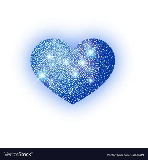 Heart Blue Glitter Isoleted On White Background Vector Image On