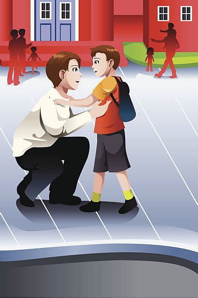 Royalty Free Parent Picking Up Child From School Clip Art Vector
