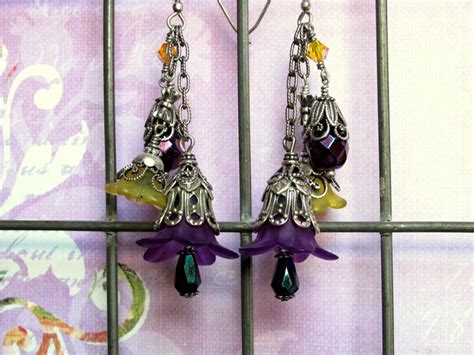 Purple Lucite Flower Earrings Lucite Flower Earrings Etsy