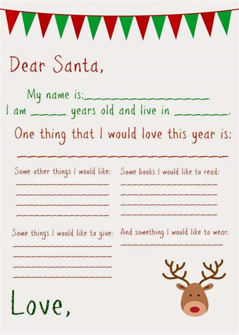 Dear Santa Letter Free Printable Fill In Template