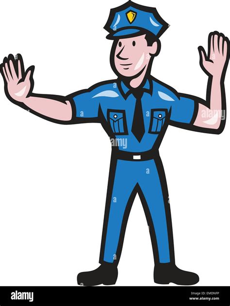 Traffic Policeman Stop Hand Signal Cartoon Stock Vector Image And Art Alamy