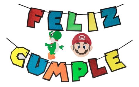 Sintético 103 Letrero Feliz Cumpleaños Mario Bros