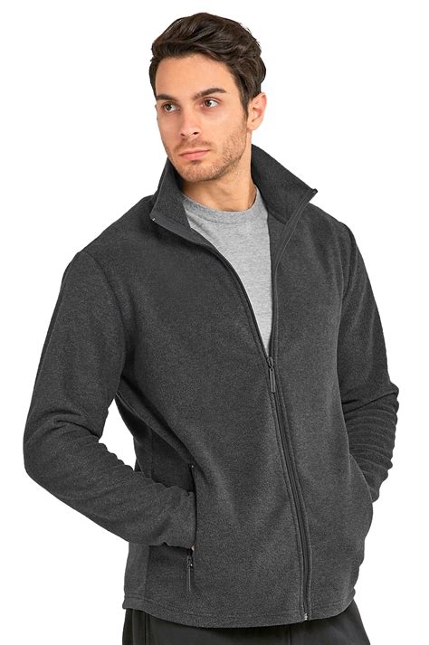 Mens Polar Fleece Jacket Plain Full Zip Up Warm Layering Coat Ebay