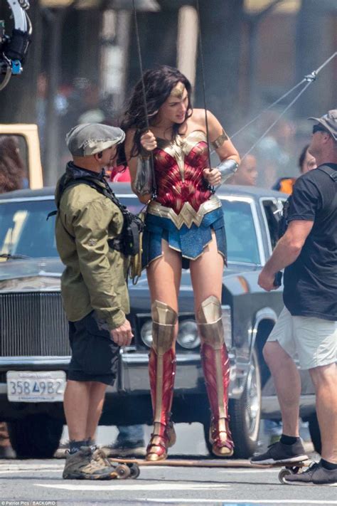 every precaution gal clad in the iconic wonder woman outfit was carefully belted into a