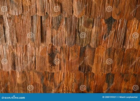 Texture And Background Of Pieces Of Teak Wood Arranged To Form A Roof