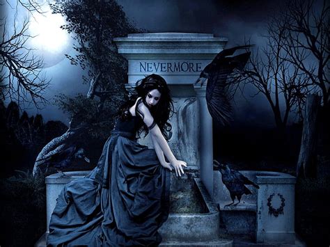Hd Wallpaper Dark Fantasy Gothic Poe Raven Women Wallpaper Flare