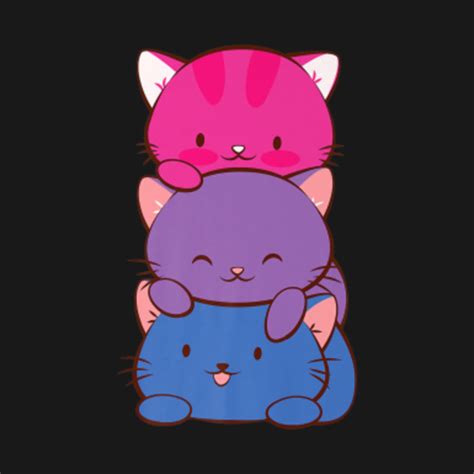 Bisexual Pride Kawaii Kitty Cat Stack Anime Bisexual Pride Cats T