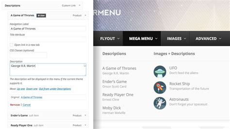 Ubermenu 3 Adding Menu Item Descriptions Wordpress Mega Menu Youtube