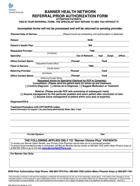 Banner Health Prior Authorization Form 2020 2021 Fill And Sign