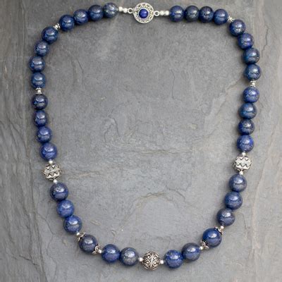 Handmade Sterling Silver And Lapis Lazuli Beaded Necklace Elegance