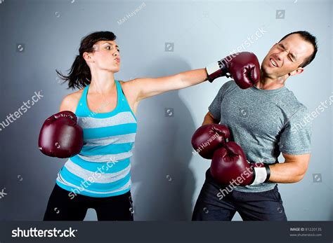 Man And Woman Training For Boxing Match Stock Photo 81220135 Shutterstock