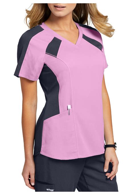 Greys Anatomy Spandex Stretch 3 Pocket Raglan Color Block Scrub Tops