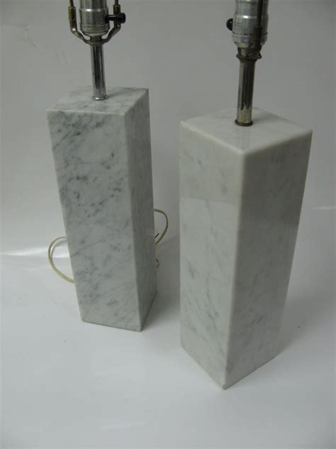 Pair Of Mid Century Modern Architectural Square Marble Column Table