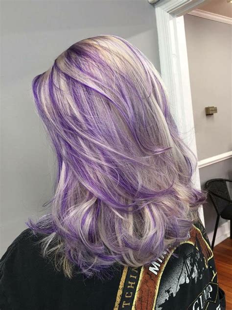 Ash Blonde And Purple Hair Purple Blonde Hair Hair Color Streaks