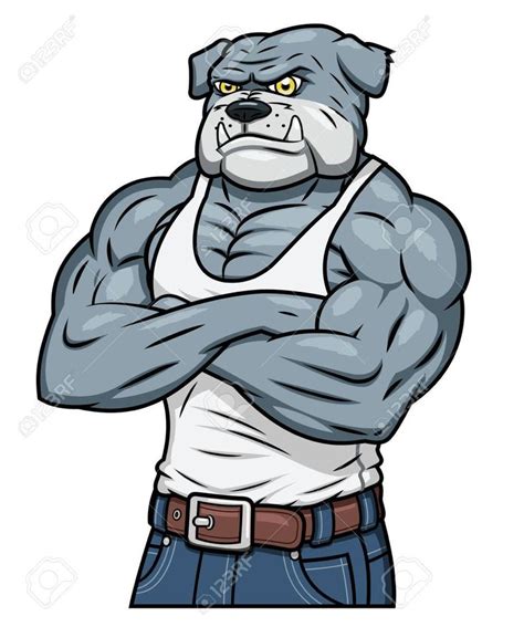 Vector Illustration Of The Strong Muscle Aggressive Bulldog Standing