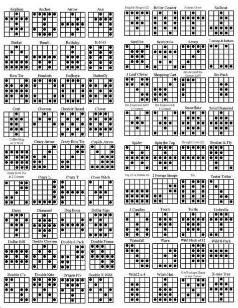 Different Bingo Game Patterns Bingo Printable Printab