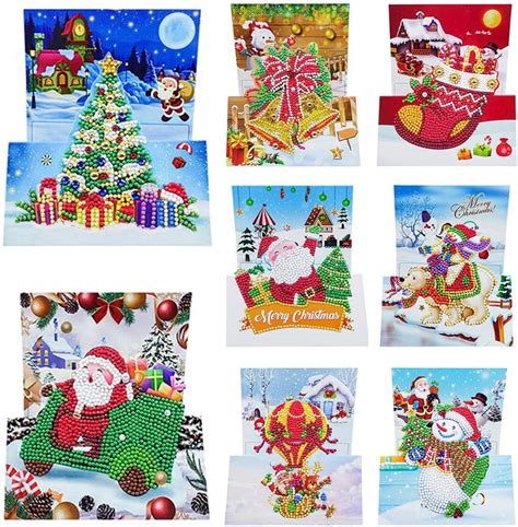 Woohomin 8 Pack Diy 5d Diamond Painting Christmas Cards