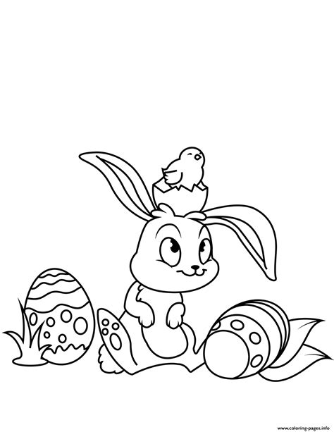 Cute Easter Bunny And Chick Coloring Page Free Printable Coloring Pages