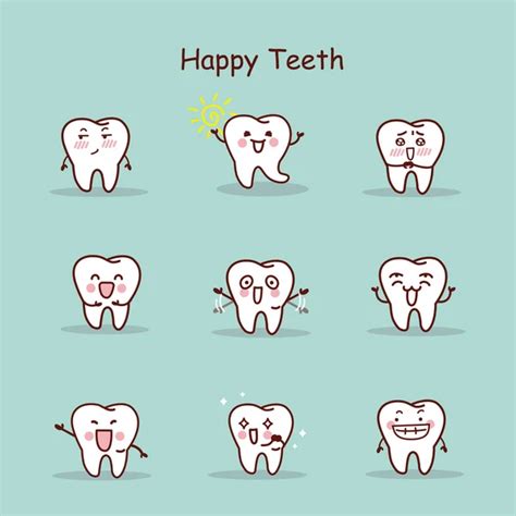 Cute Cartoon Tooth Set — Stock Vector © Etoileark 92049632