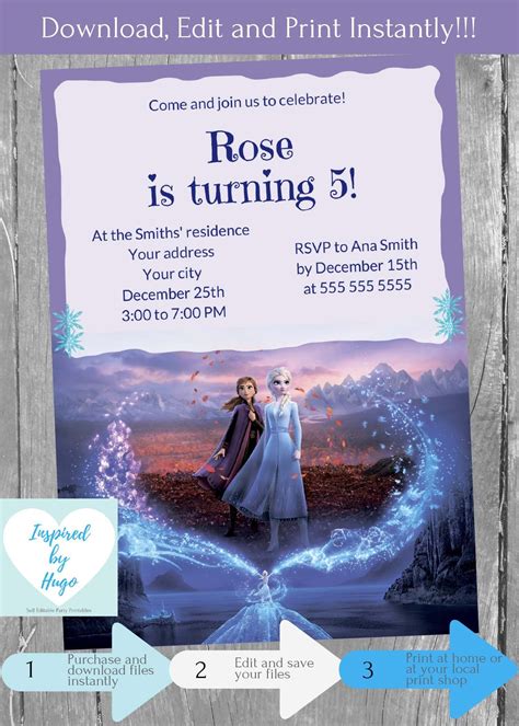 Create invitations for parties, or. Frozen 2 Birthday Invitation, Frozen II Birthday, Frozen 2 ...