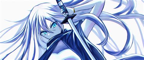 Download Wallpaper 2560x1080 Girl Ninja Katana Warrior Anime Art