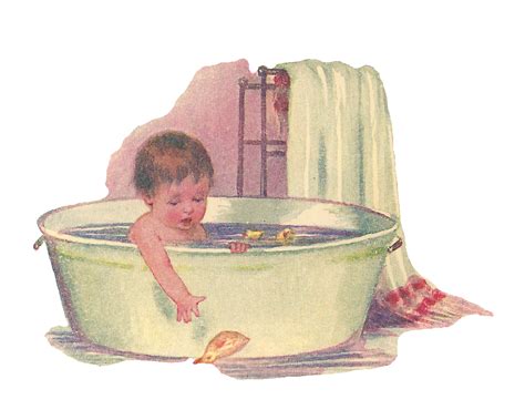 Find & download free graphic resources for baby bath. Antique Images: Free Baby Clip Art: Baby Taking Bath in ...