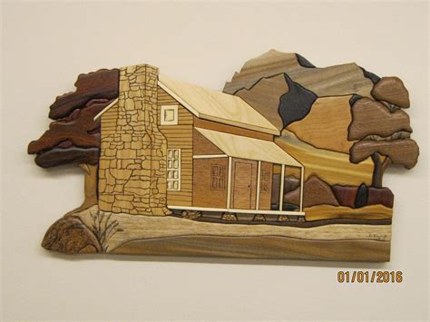 Cabin In The Meadows Intarsia Carved By Rakowoods Wood