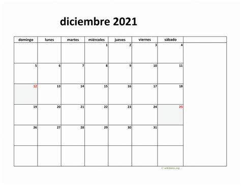 Calendario Diciembre 2021 De México