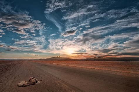 Landscape Road Sunset Sky Clouds Scenic Pikist